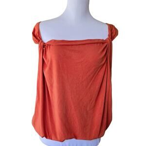 Orange Top Size L Sleeveless Square Neck Banded Blouson Bottom Max Studio